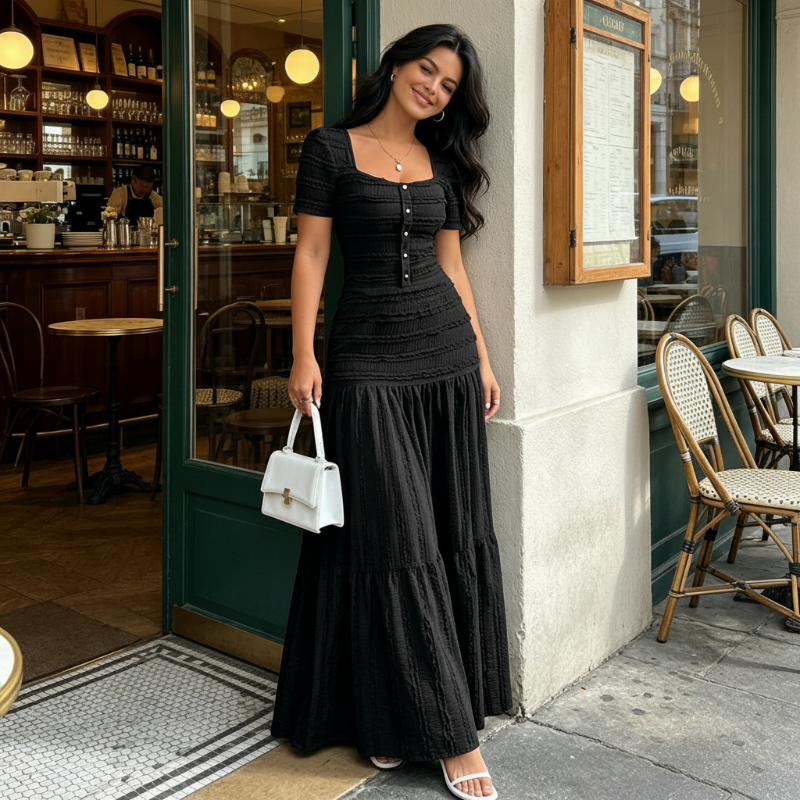 Women's Square Neck Bodice & Maxi Skirt Set
