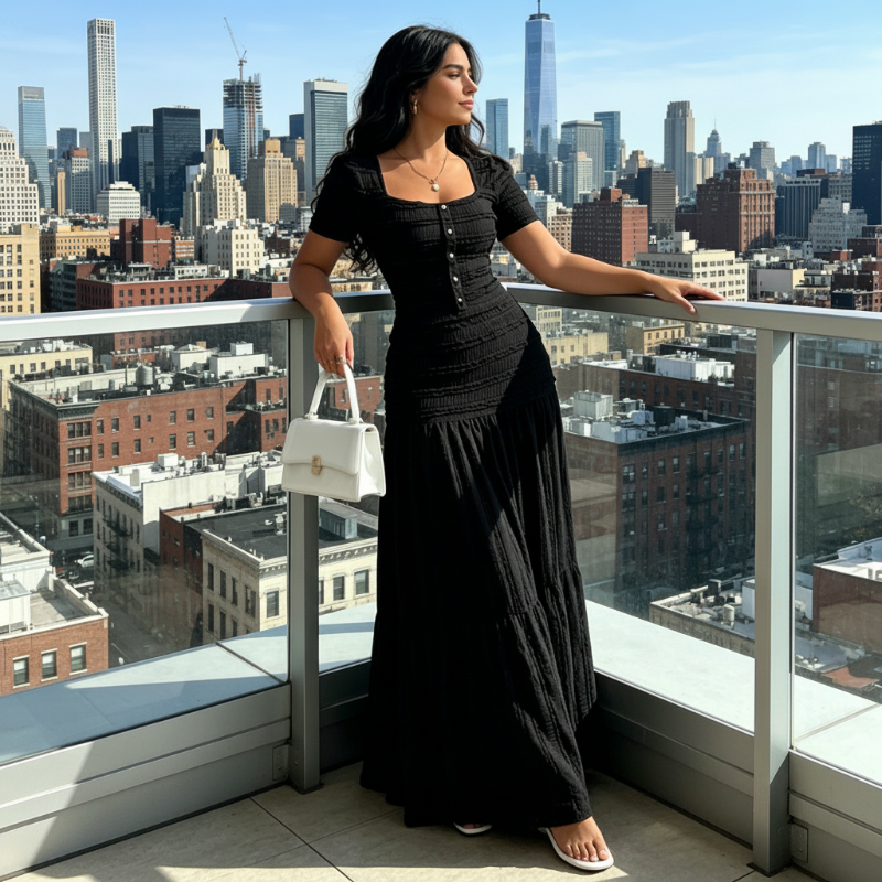 Women's Square Neck Bodice & Maxi Skirt Set