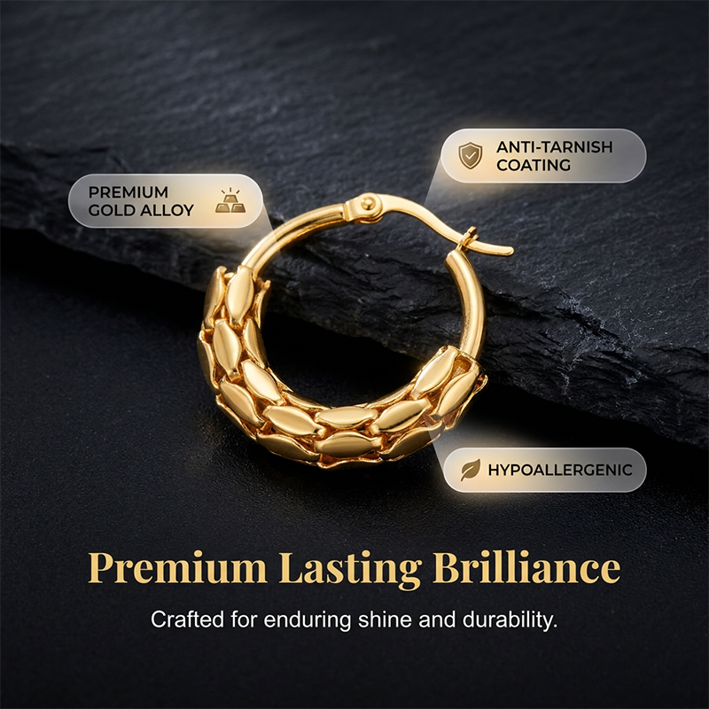 Pendientes de aro texturizados para mujer