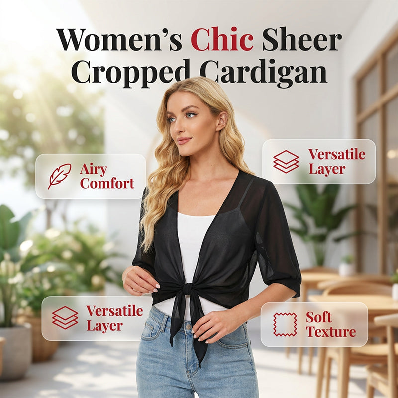 Women's Chiffon Tie-Front Top ¨C Sheer, Cropped & Elegant