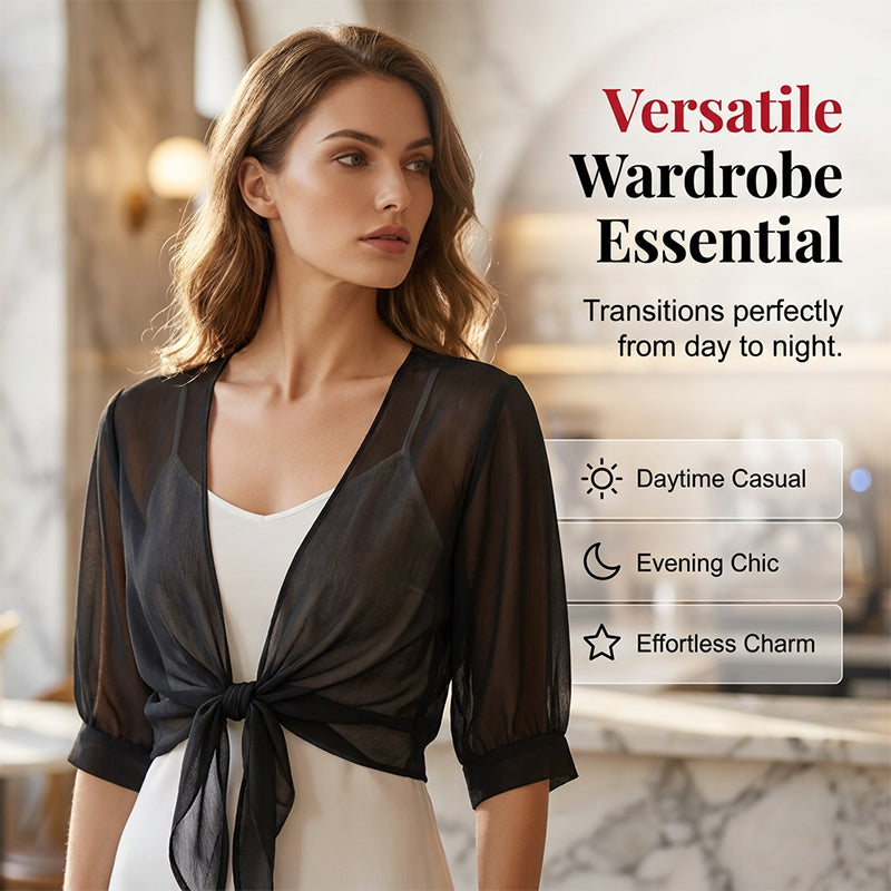 Women's Chiffon Tie-Front Top ¨C Sheer, Cropped & Elegant