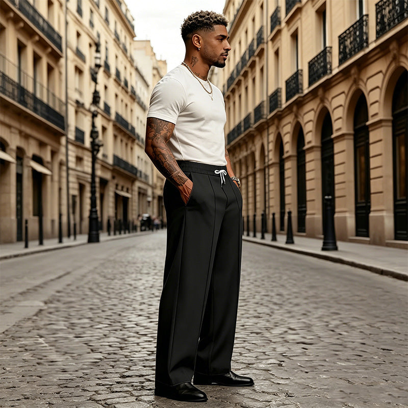 Men's Modern Wide-Leg Suit Pants