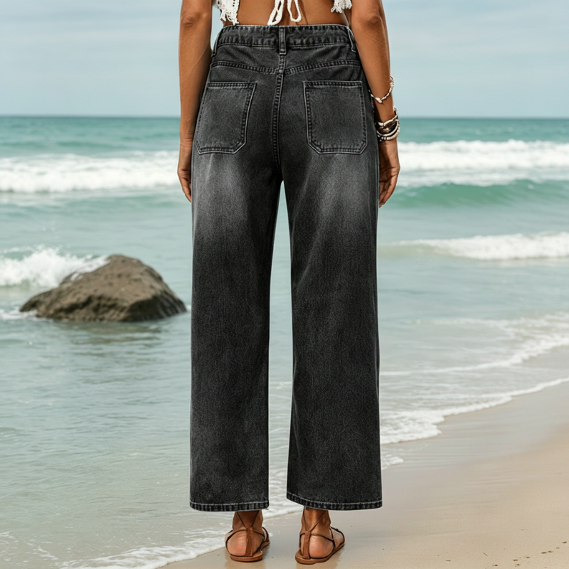 Women's High-Waist Button-Fly Wide-Leg Jeans