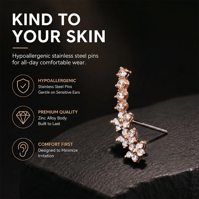 Pick Any 3 for $9.99 Starry Flower Rhinestone Ear Climber Earrings