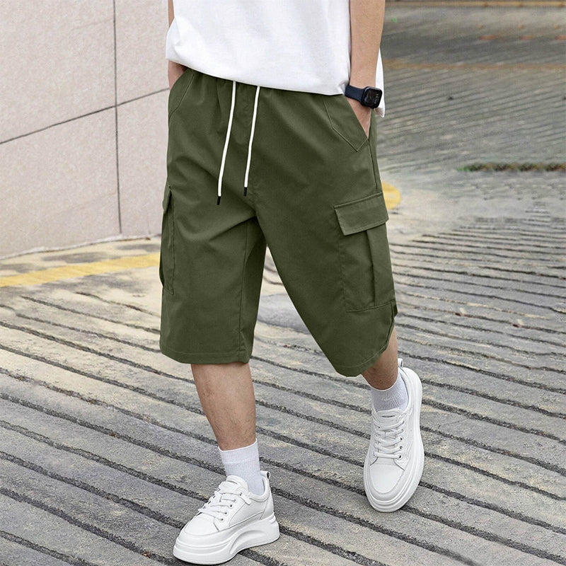 AHORA Pantalones cortos cargo casuales para hombre con cordón
