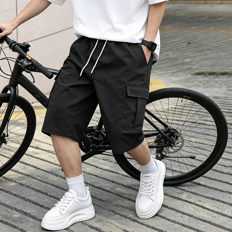 AHORA Pantalones cortos cargo casuales para hombre con cordón
