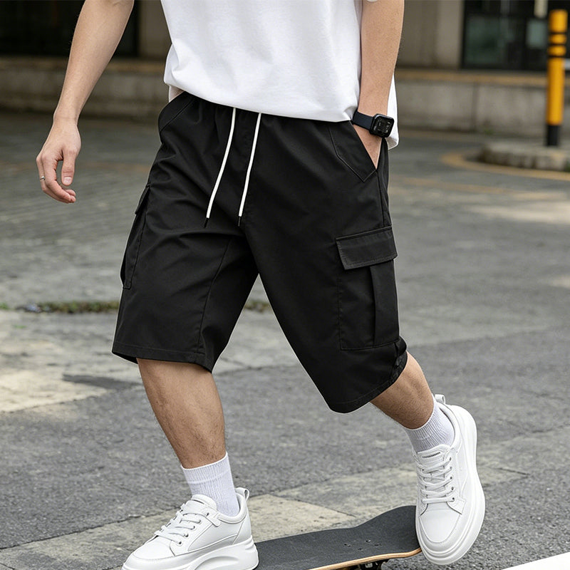 AHORA Pantalones cortos cargo casuales para hombre con cordón