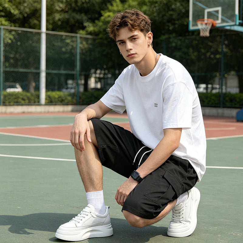 AHORA Pantalones cortos cargo casuales para hombre con cordón
