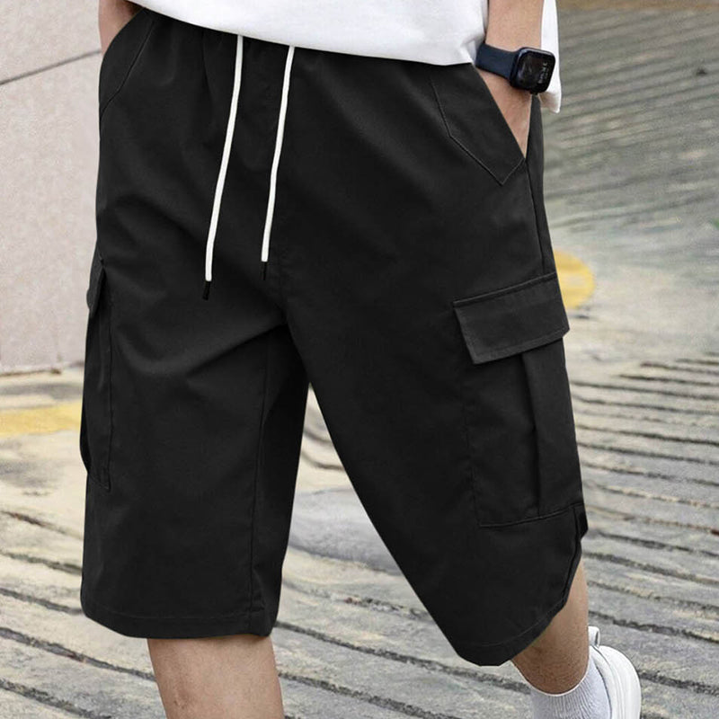 AHORA Pantalones cortos cargo casuales para hombre con cordón