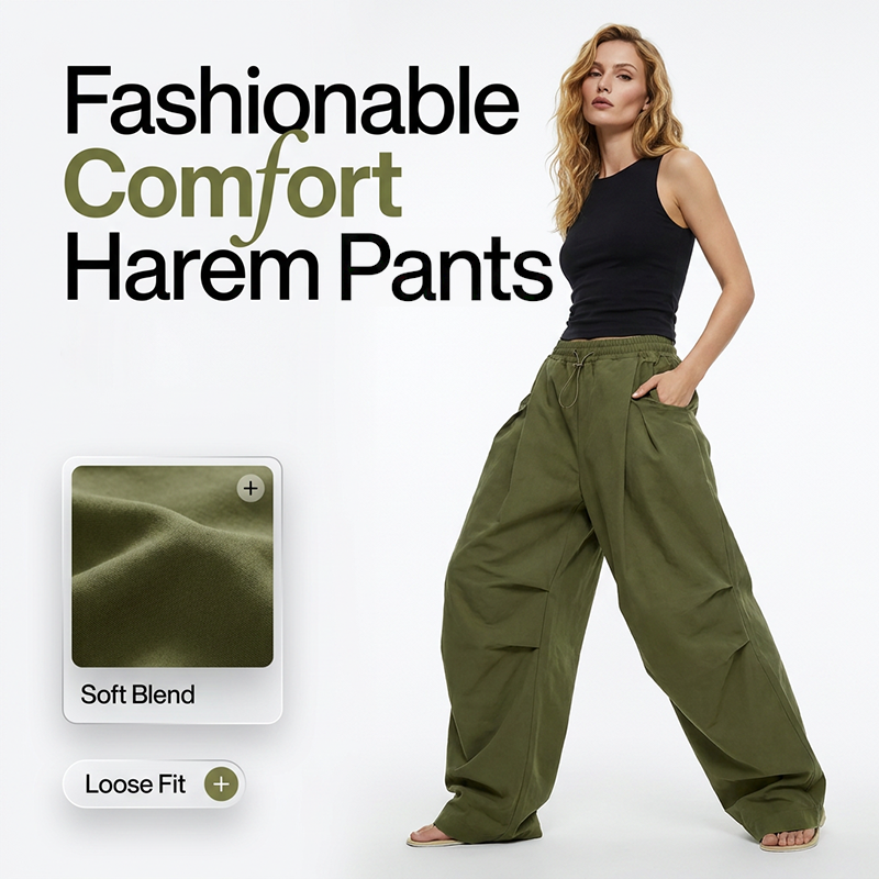 Voluminous Lantern Trousers ¨C Pleated, Drawstring Waist, Pockets