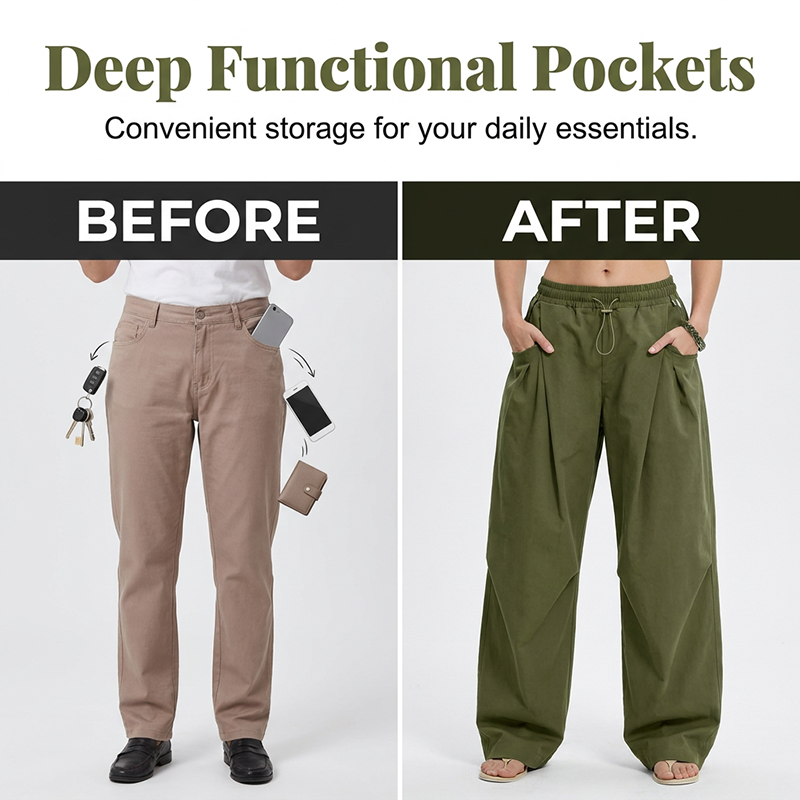 Voluminous Lantern Trousers ¨C Pleated, Drawstring Waist, Pockets
