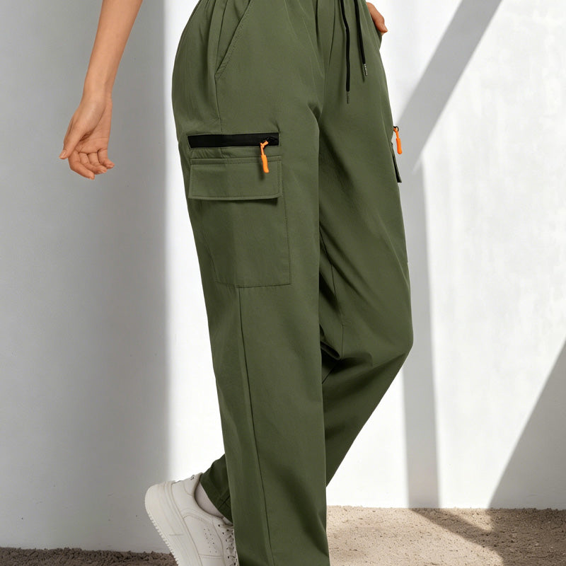 Women's Drawstring Cargo Pants with Pockets