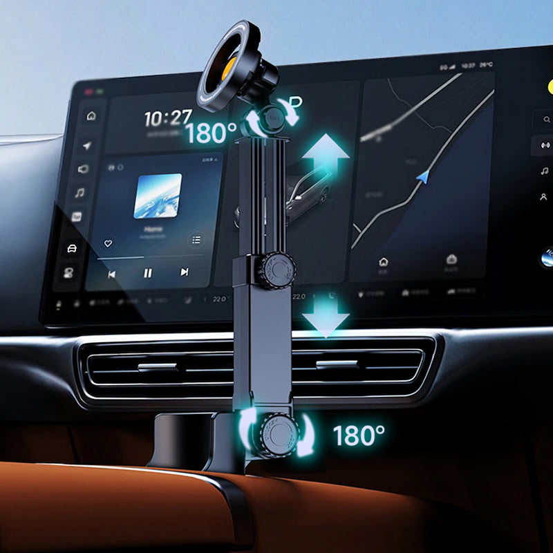 Telefoonhouder voor in de bekerhouder van de auto - 360° verstelbaar, sterke N52-magneet, bediening met één hand