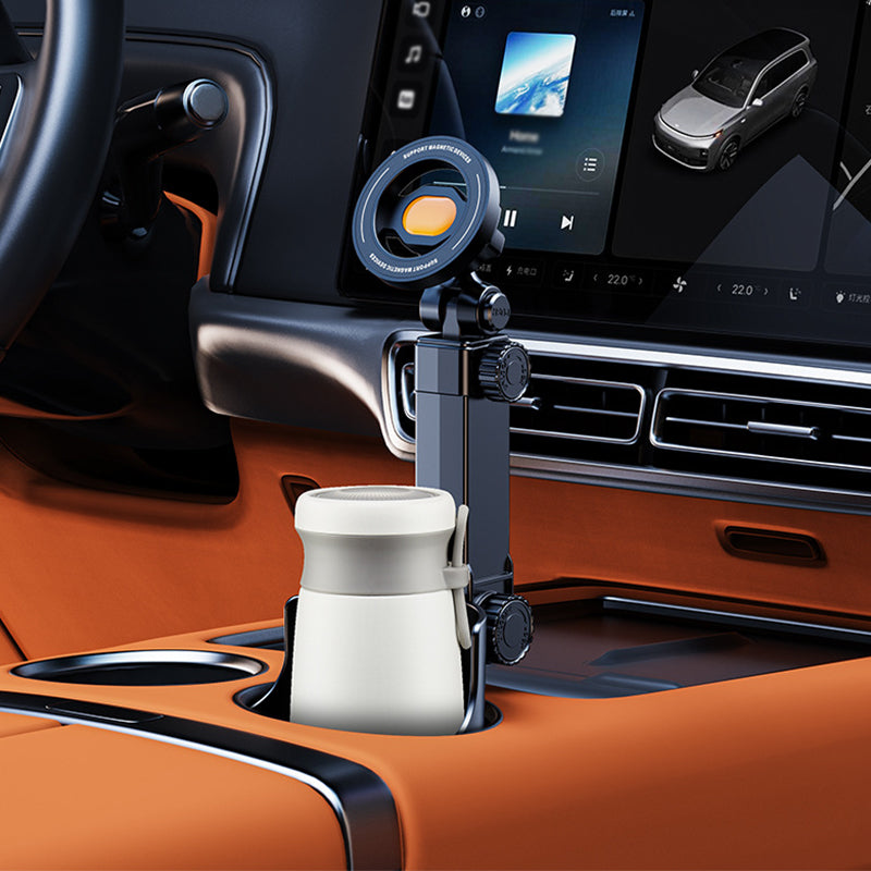 Telefoonhouder voor in de bekerhouder van de auto - 360° verstelbaar, sterke N52-magneet, bediening met één hand