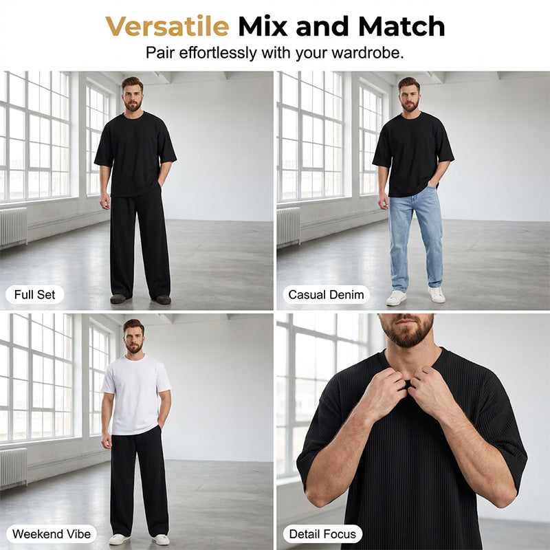 Men's Modern Casual Pleated Tracksuit