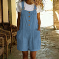 Retro Solid Color Romper with Adjustable Straps