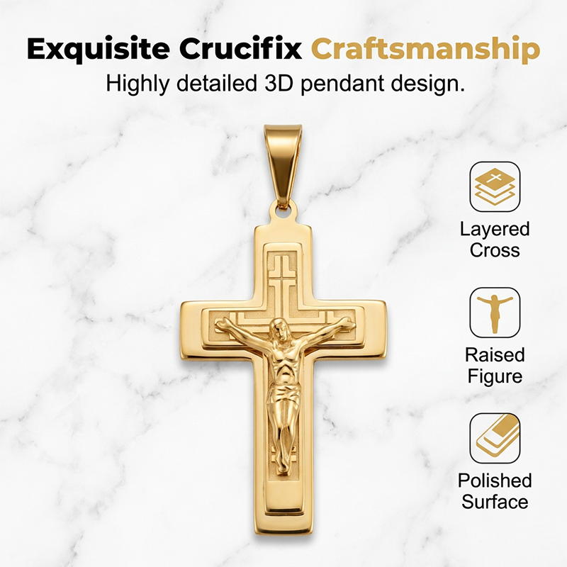 Men's Vintage Chain Necklace with Cross Pendant