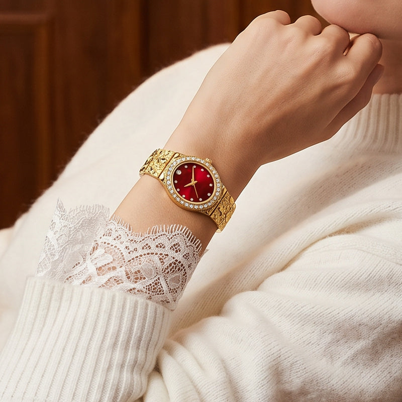 Reloj de cuarzo ovalado elegante para mujer