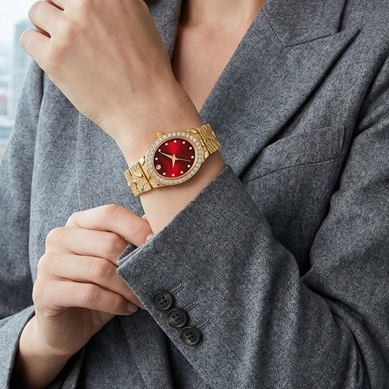 Reloj de cuarzo ovalado elegante para mujer