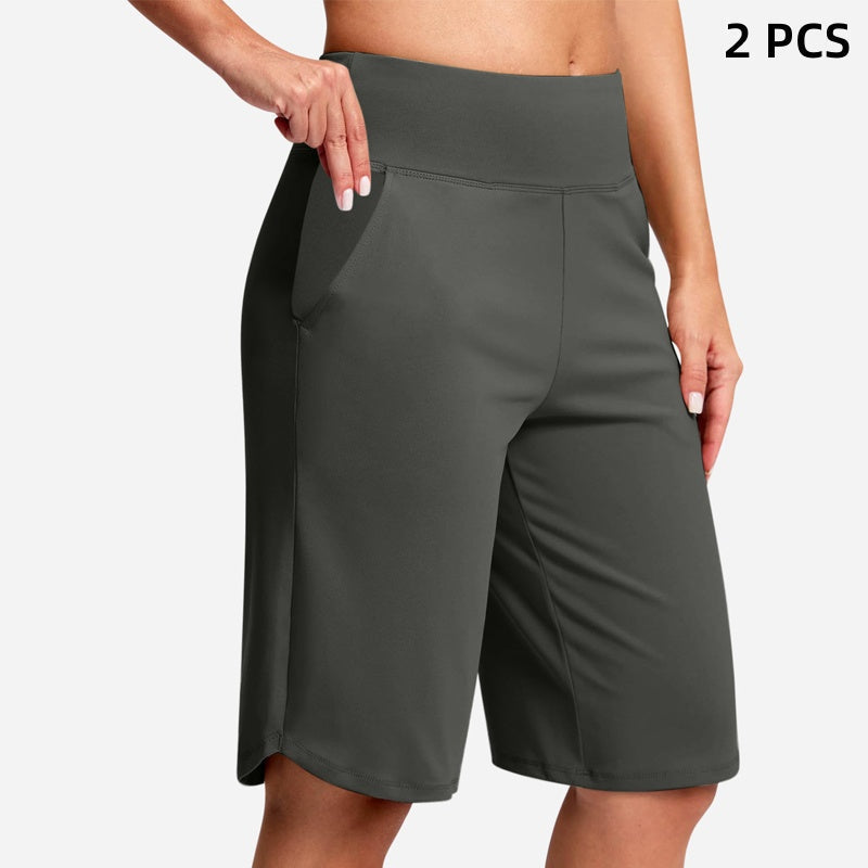 Women's High-Waist Yoga Shorts with Pockets