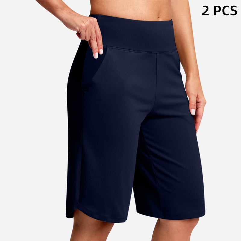 Women's High-Waist Yoga Shorts with Pockets