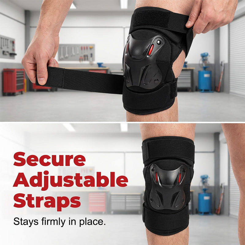 Conjunto de protectores de rodillas y codos para motocicleta: carcasa rígida, articulados y ajustables