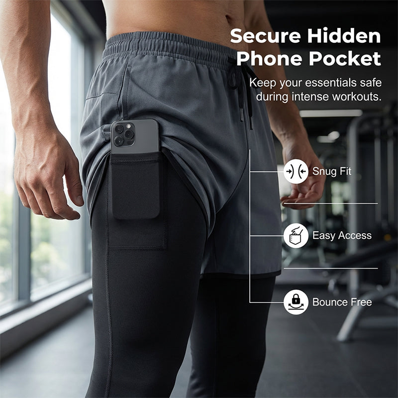 Collant da running da uomo 2-in-1 con pantaloncini