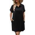 Casual Short Sleeve Button Pocket Dress
