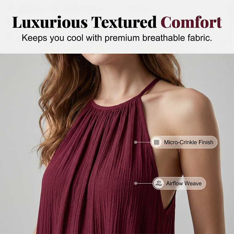 Women's Halter Neck Sleeveless Wide-Leg Jumpsuit