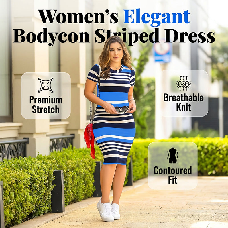 Elegante gestreepte bodycon-jurk voor dames met strakke verticale strepen en nauwsluitende pasvorm voor een zelfverzekerde uitstraling