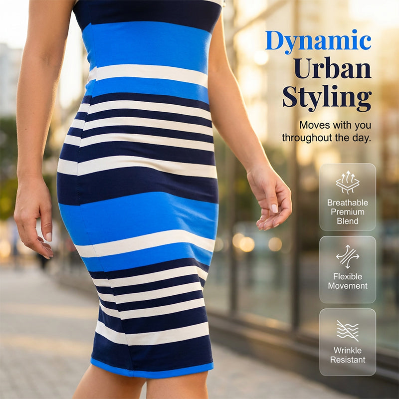 Elegante gestreepte bodycon-jurk voor dames met strakke verticale strepen en nauwsluitende pasvorm voor een zelfverzekerde uitstraling