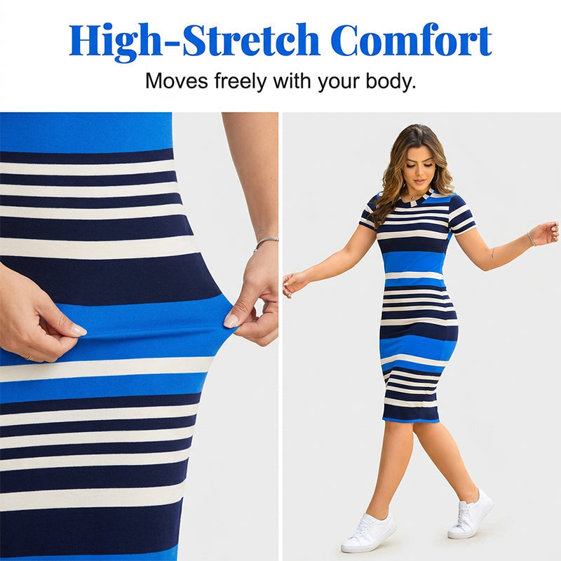 Elegante gestreepte bodycon-jurk voor dames met strakke verticale strepen en nauwsluitende pasvorm voor een zelfverzekerde uitstraling