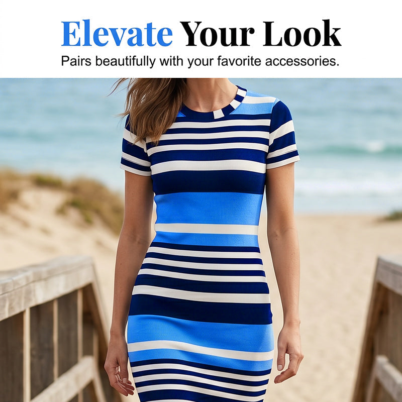 Elegante gestreepte bodycon-jurk voor dames met strakke verticale strepen en nauwsluitende pasvorm voor een zelfverzekerde uitstraling