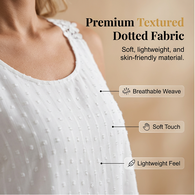 Elegant Dot Lace Strap Tank Top