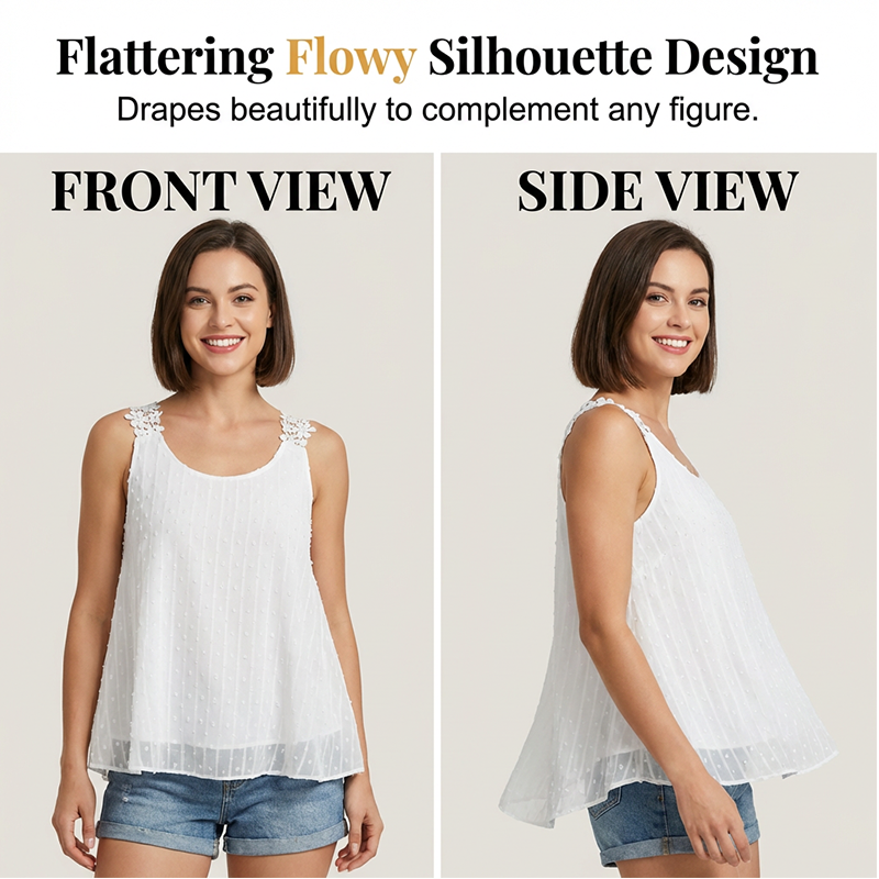 Elegant Dot Lace Strap Tank Top