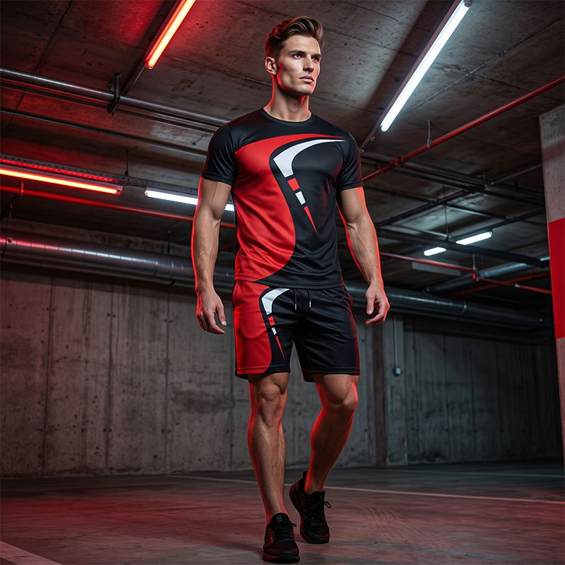 Ensemble pour homme composé d'un t-shirt imprimé et d'un short