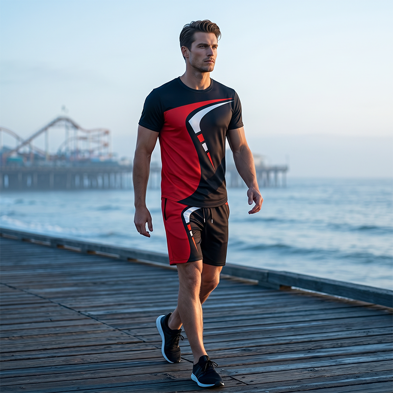 Ensemble pour homme composé d'un t-shirt imprimé et d'un short