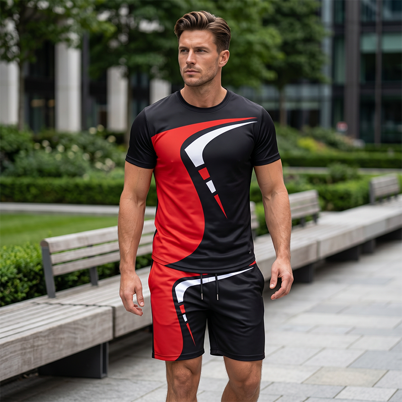 Ensemble pour homme composé d'un t-shirt imprimé et d'un short