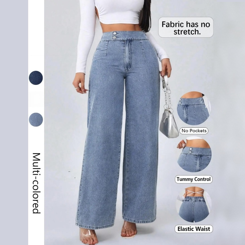 Damesjeans met hoge taille en wijde pijpen