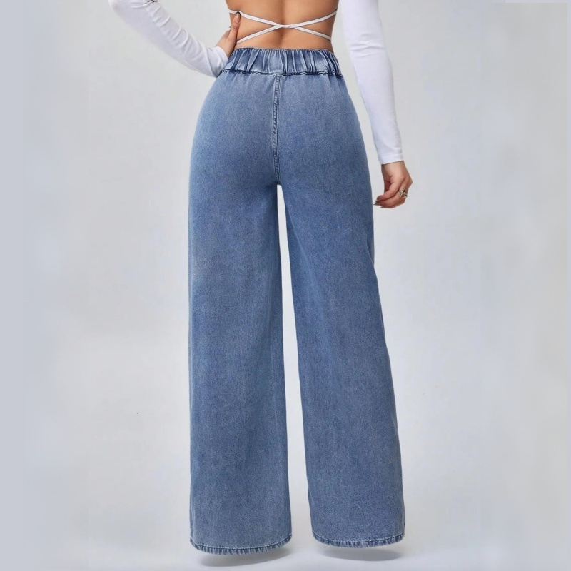 Damesjeans met hoge taille en wijde pijpen