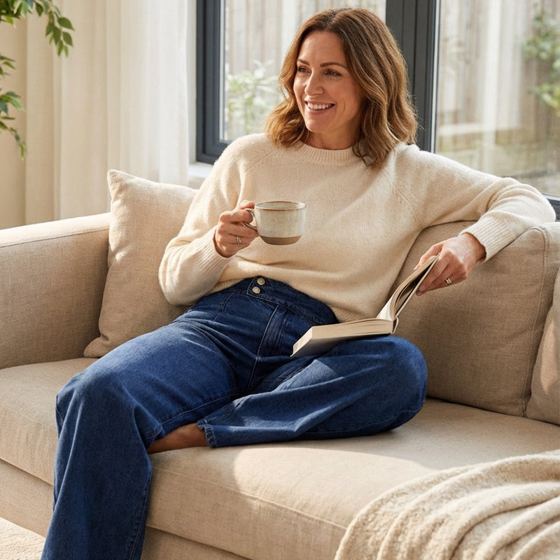 Damesjeans met hoge taille en wijde pijpen