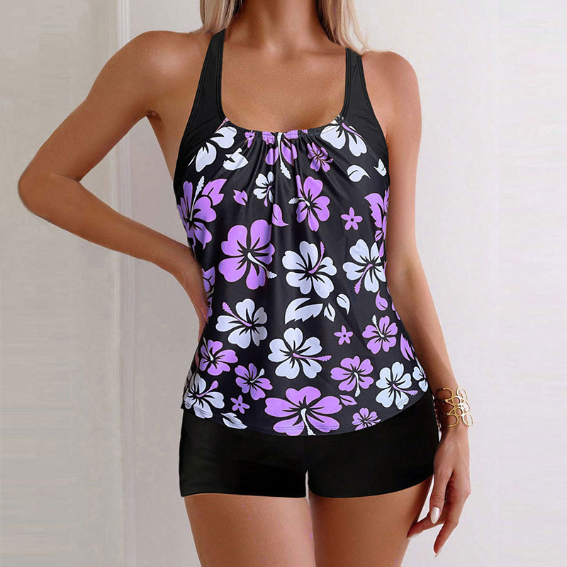 Bañador estampado de dos piezas ¨C control de abdomen, elasticidad en 4 direcciones y protección solar