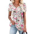 Camiseta femenina informal, holgada, floral y abotonada