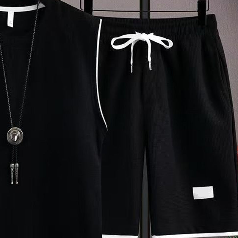 Minimalistische tanktop- en shortset met ronde hals voor heren