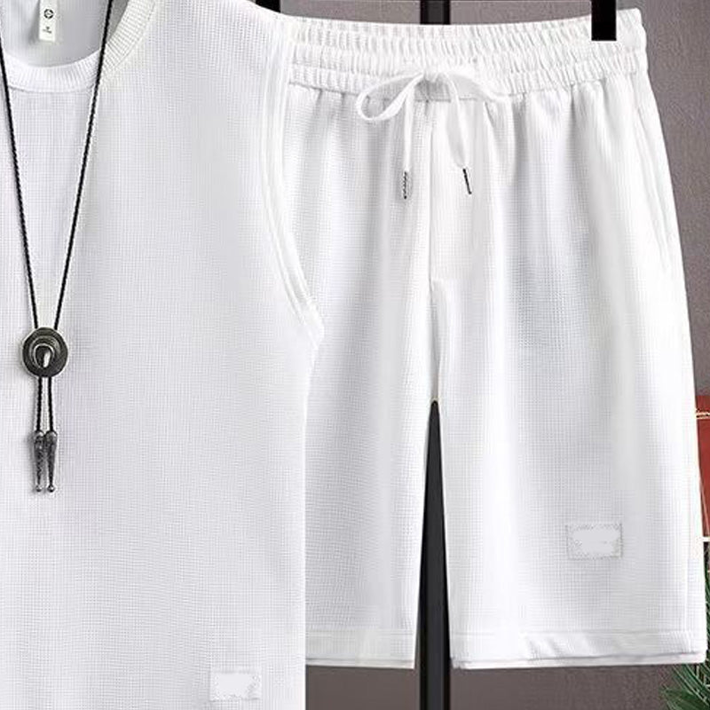 Minimalistische tanktop- en shortset met ronde hals voor heren