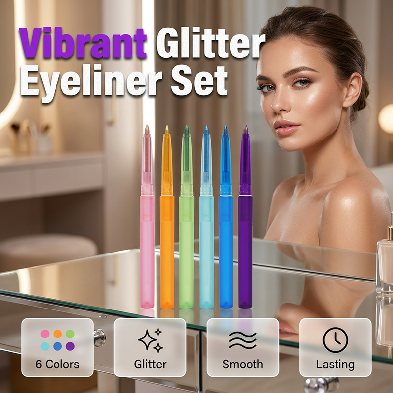 Lápiz delineador de ojos con purpurina colorida a prueba de manchas gratis