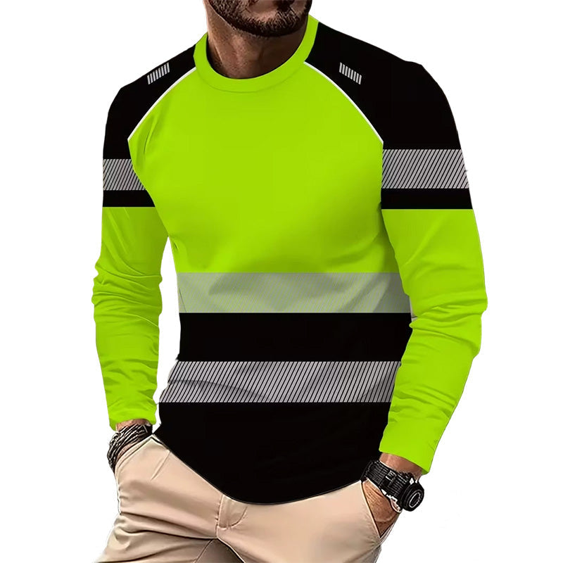 Camisa de manga larga con cuello redondo y estampado para hombre