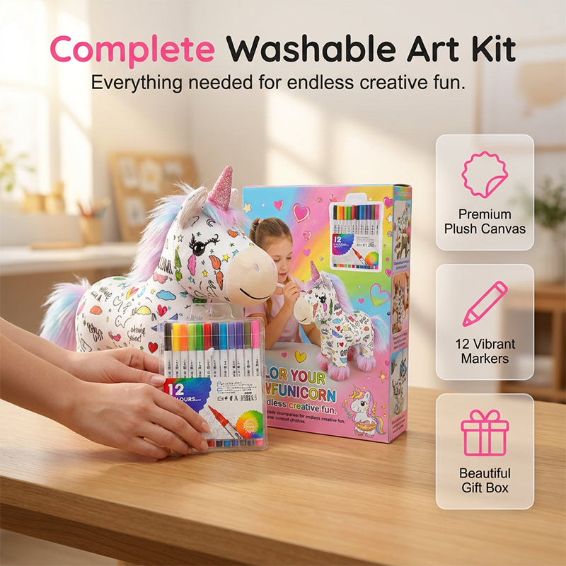 Kit DIY de peluche licorne à colorier