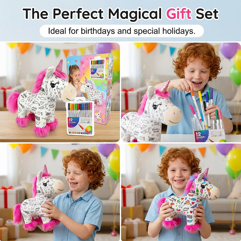 Kit DIY de peluche licorne à colorier