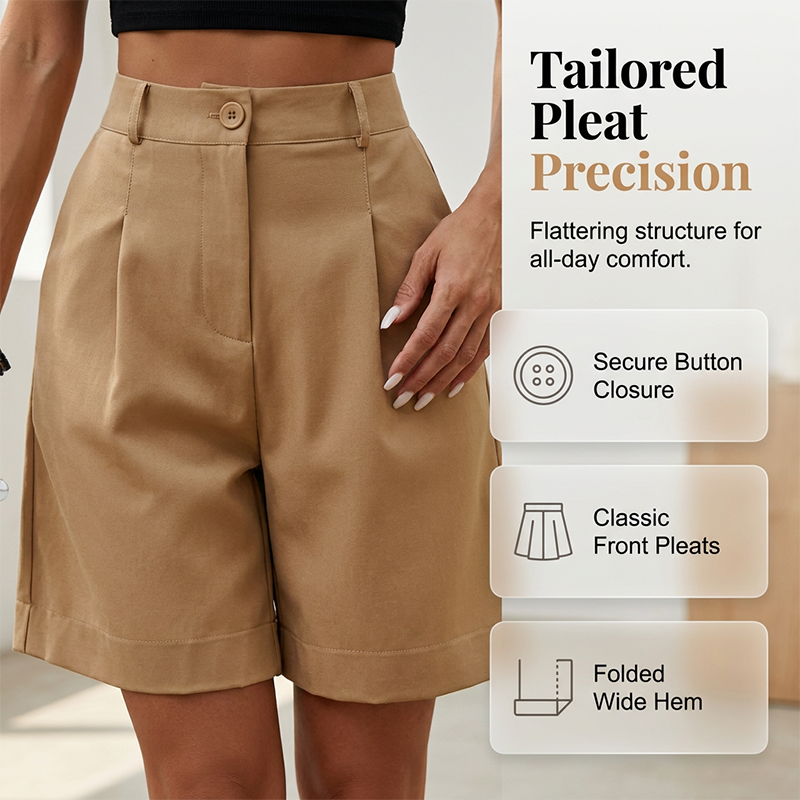 Geplooide short voor dames met hoge taille